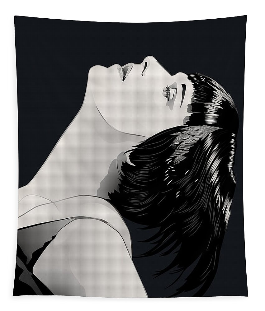Louise Brooks Official Tapestry featuring the digital art Louise Brooks in Berlin - Midnight Indigo by Louise Brooks