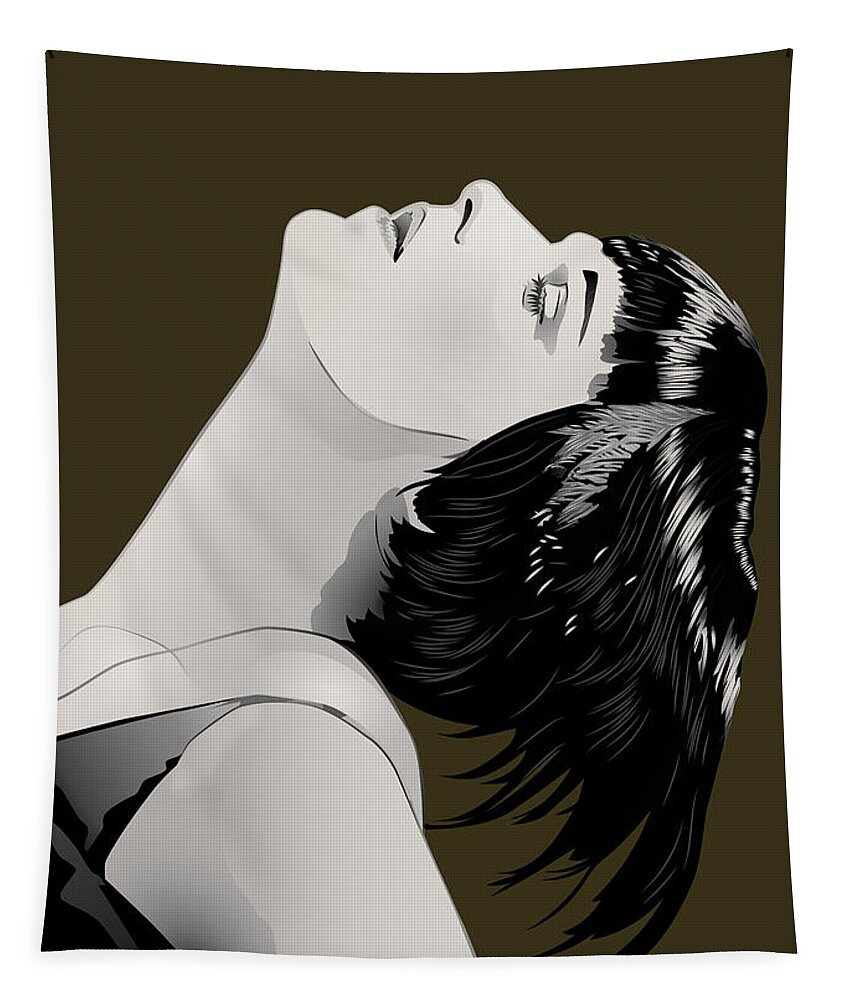 Louise Brooks Official Tapestry featuring the digital art Louise Brooks in Berlin - Ochre Umber by Louise Brooks
