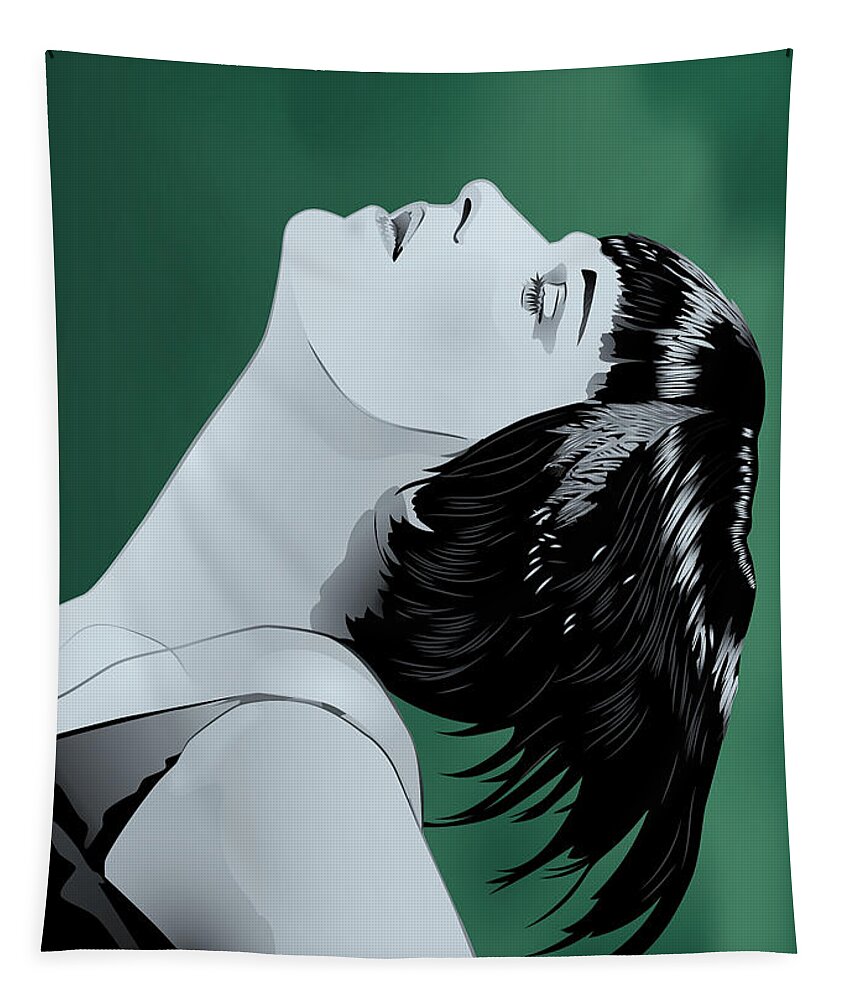 Louise Brooks Official Tapestry featuring the digital art Louise Brooks in Berlin - Viridian Patina by Louise Brooks