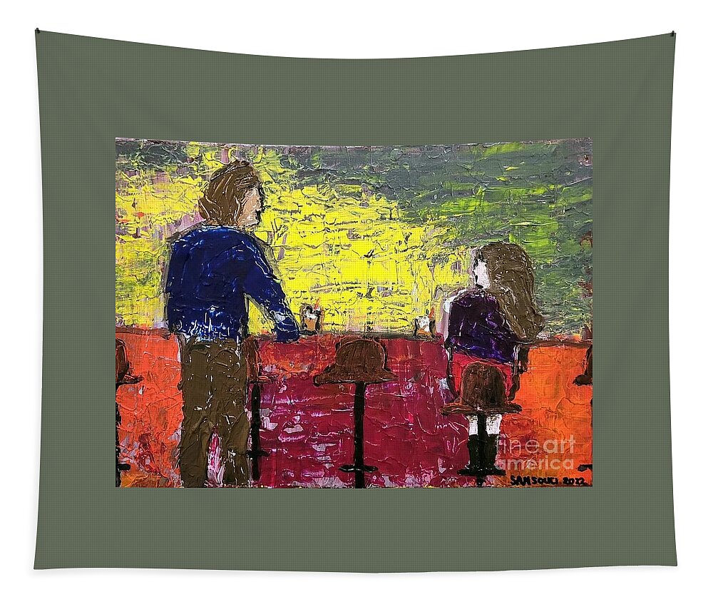  Tapestry featuring the painting Love at First Sight by Mark SanSouci