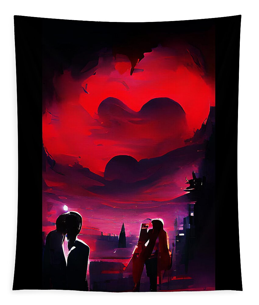 Cool Art Tapestry featuring the digital art Love is in the Air by Ronald Mills