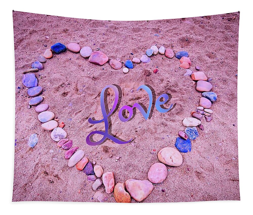Arizona Tapestry featuring the photograph Love on Pebble Beach by Judy Kennedy