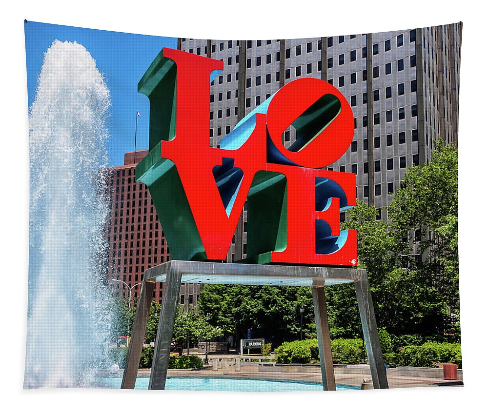 Building Tapestry featuring the photograph Love Park Philadelphia by Louis Dallara