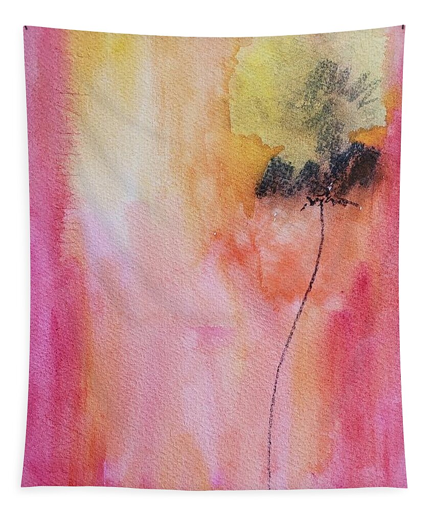 Flower Line Work Tapestry featuring the painting Love Pink by Kim Shuckhart Gunns