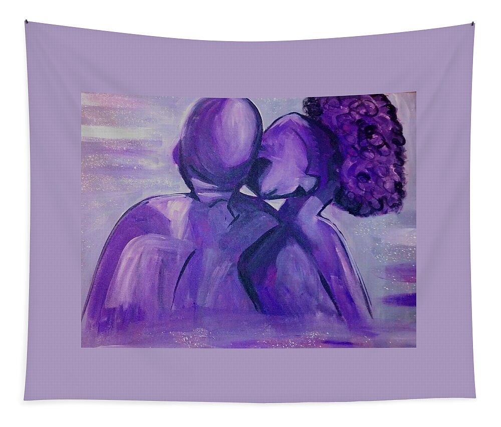 Love Purple Us One Two Give Take Happy Sad Want Dont Want Feel Heart Together Apart Tapestry featuring the painting Love by Shemika Bussey