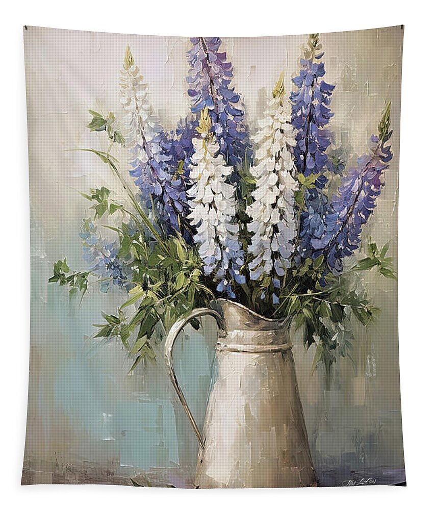 Lupine Flowers Tapestry featuring the painting Lovely Lupines by Tina LeCour
