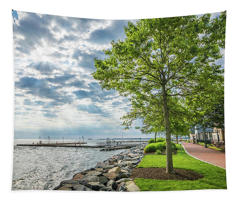 Yorktown Tapestry featuring the photograph Lovely Day at Riverwalk Landing by Rachel Morrison