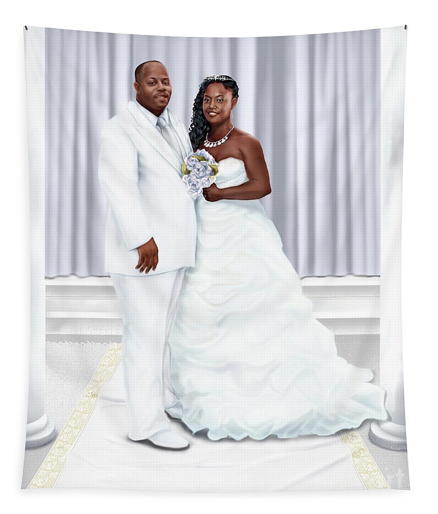 Wedding Painting Tapestry featuring the painting Lovely Trena Wedding Day A4 by Reggie Duffie