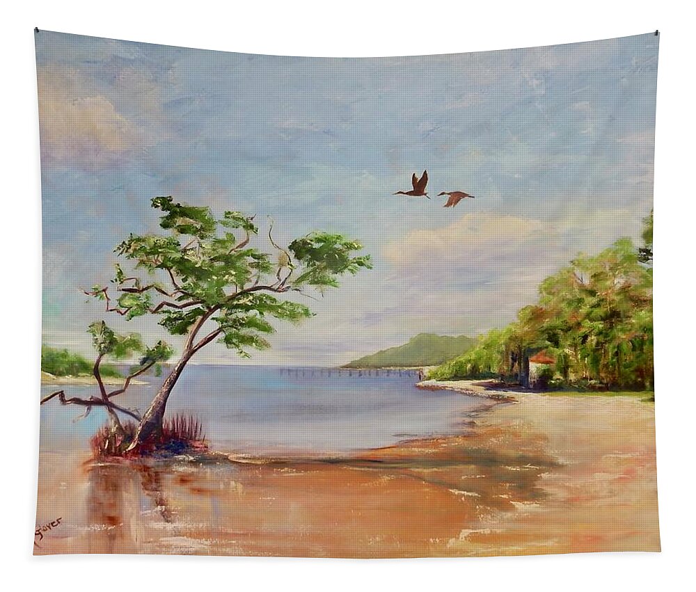  Beach Tapestry featuring the painting # 494 Low Tide by Barbara Hammett Glover