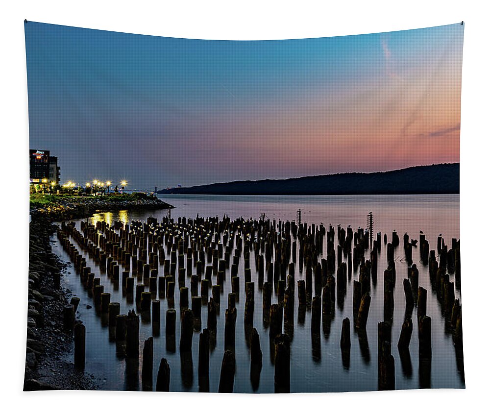 George Washington Bridge Tapestry featuring the photograph Low Tide on the Hudson by Kevin Suttlehan