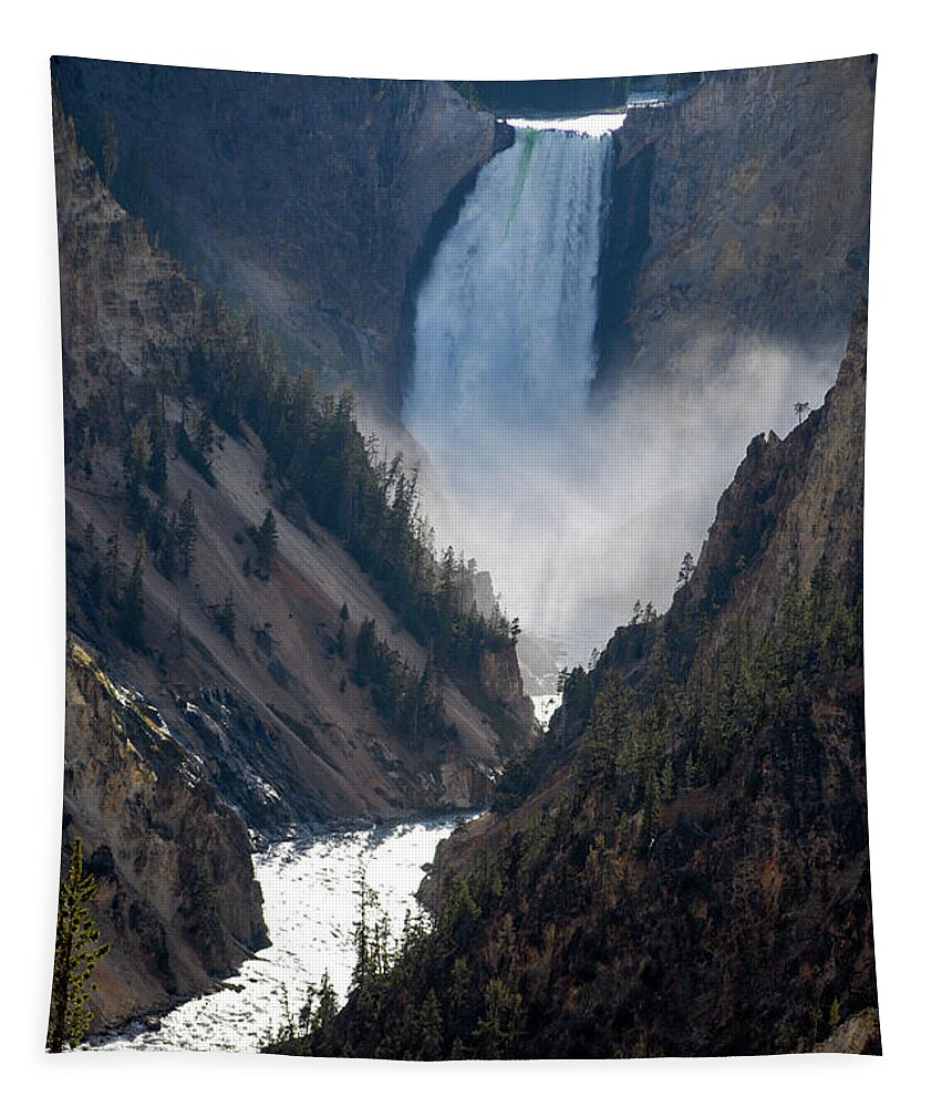 Lower Falls Tapestry featuring the photograph Lower Falls, Yellowstone National Park, Wyoming by Earth And Spirit
