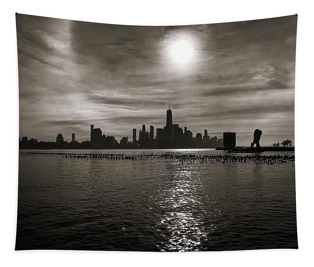 New York City Tapestry featuring the photograph Lower Manhattan under the sun by Jim Feldman