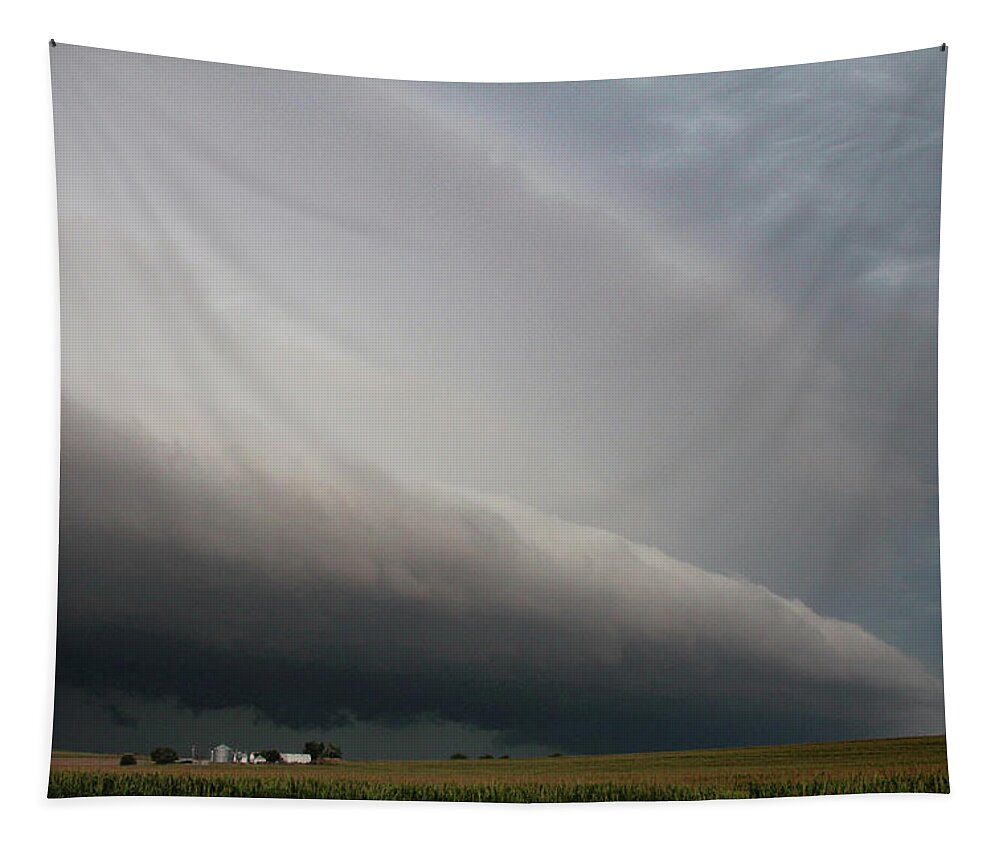 Nebraskasc Tapestry featuring the photograph LP Stacked Plates Thunderstorm 028 by Dale Kaminski
