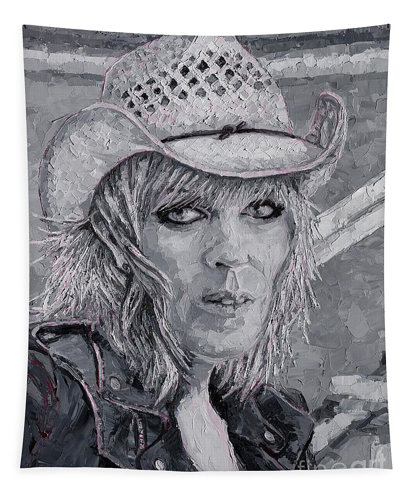 Lucinda Tapestry featuring the painting Lucinda Williams, 2020 by PJ Kirk