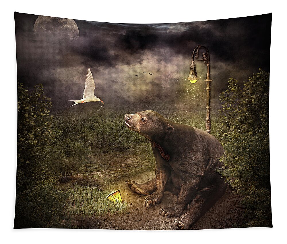 Bear Tapestry featuring the digital art Lunch Delivery by Maggy Pease