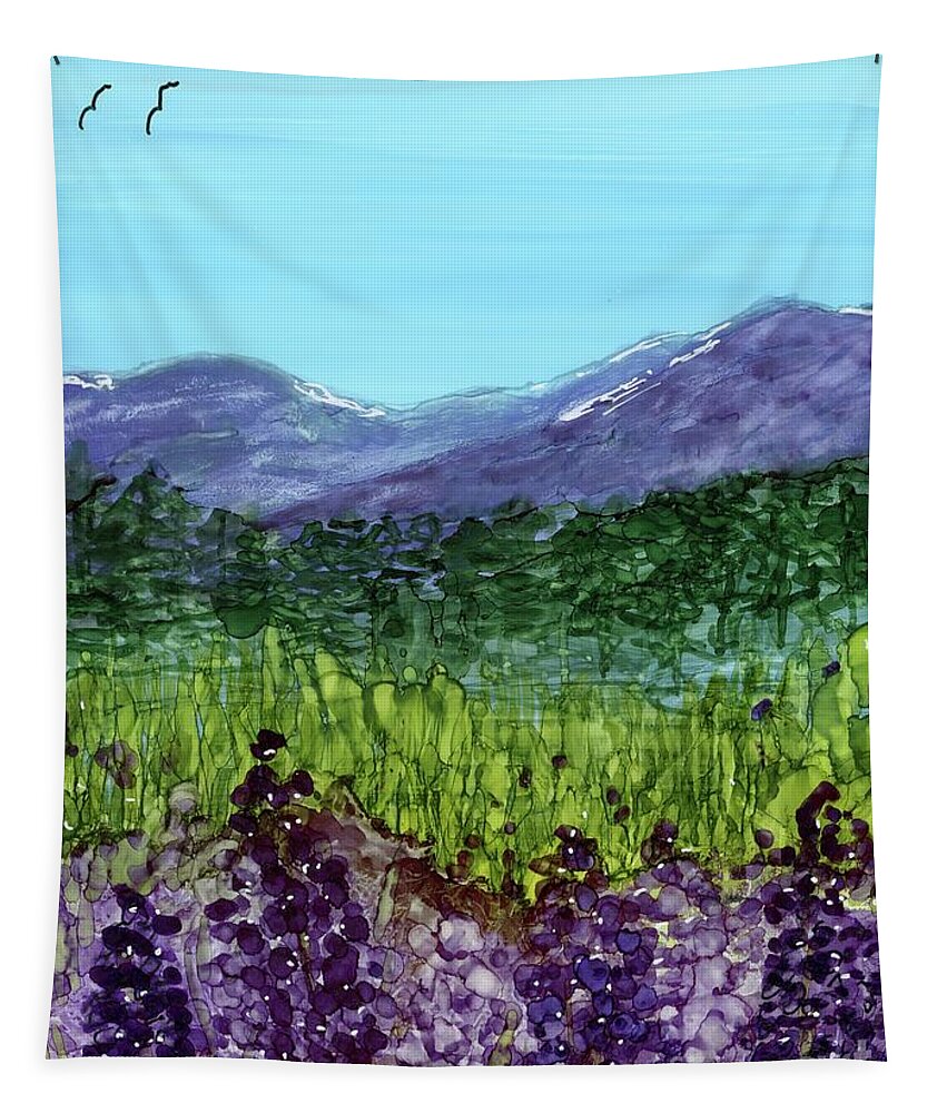 Lupine Tapestry featuring the painting Lupine Mountain Meadow by Julie Greene-Graham
