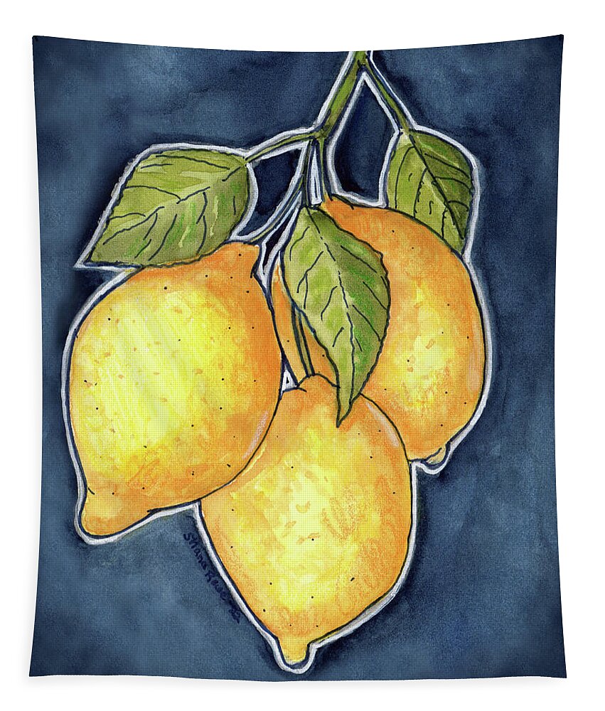 Lemons Tapestry featuring the painting Luscious Lemons by Shana Rowe Jackson