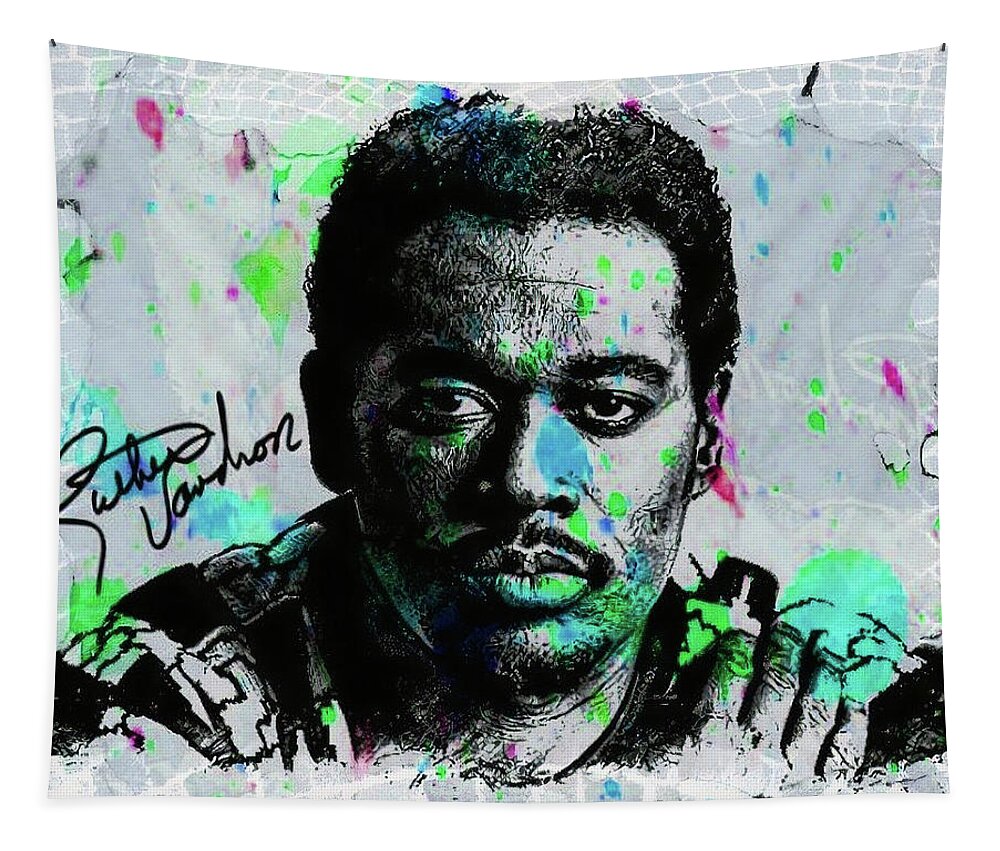  Tapestry featuring the digital art Luther Vandross by Bob Smerecki