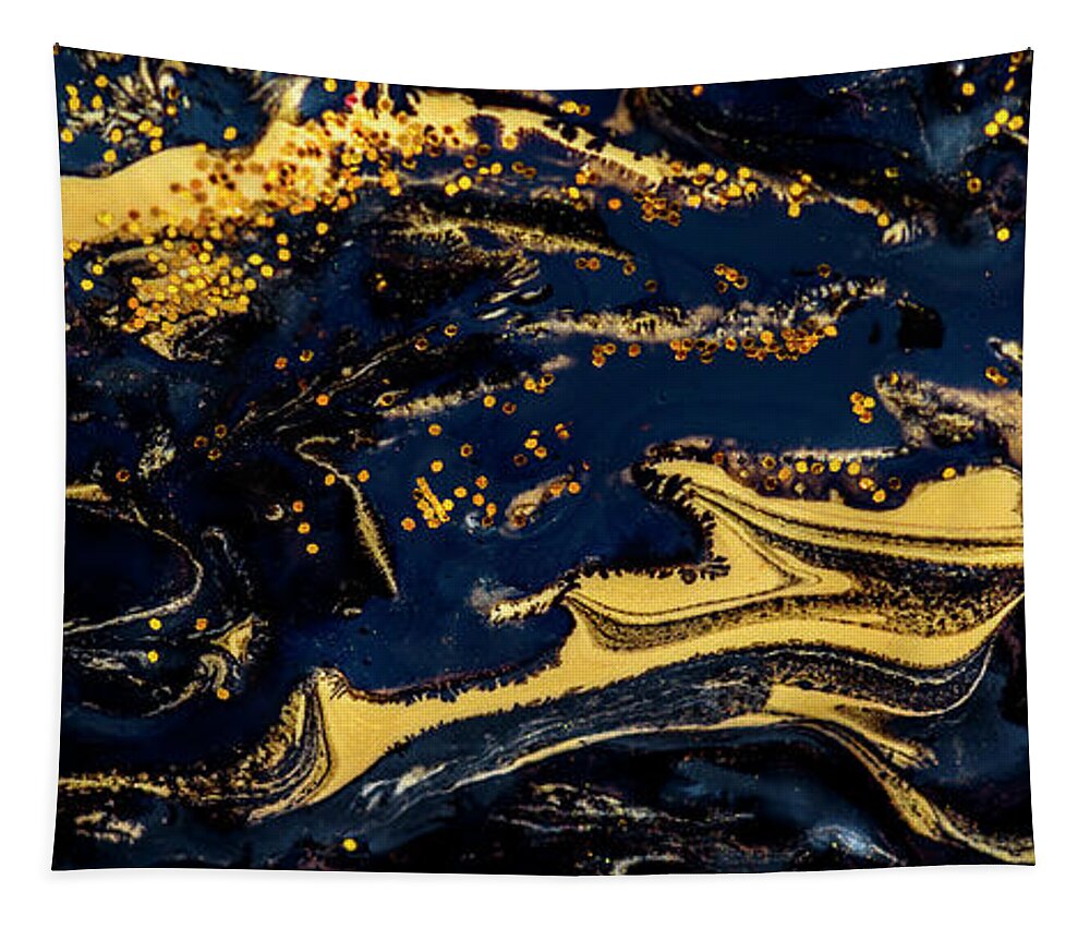 Paint Tapestry featuring the painting Luxury abstract design with gold and black by Jelena Jovanovic