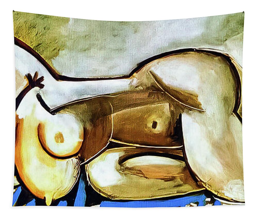 Lying Tapestry featuring the painting Lying Naked Woman I by Pablo Picasso 1955 by Pablo Picasso