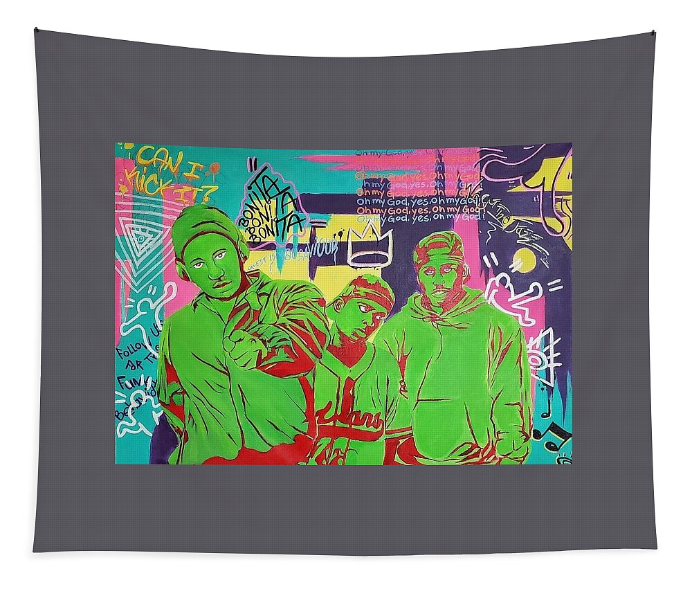 Hiphop Tapestry featuring the painting Lyrics to Go by Ladre Daniels