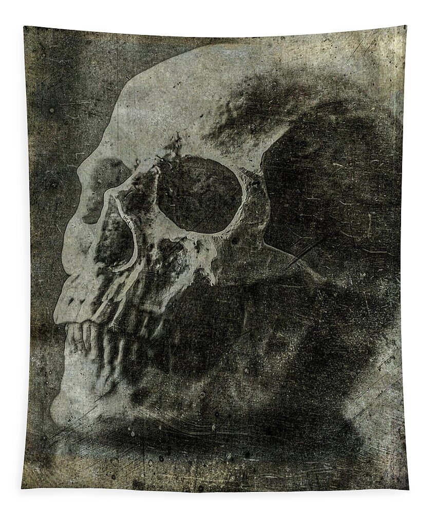 Skull Tapestry featuring the photograph Macabre Skull 3 by Roseanne Jones