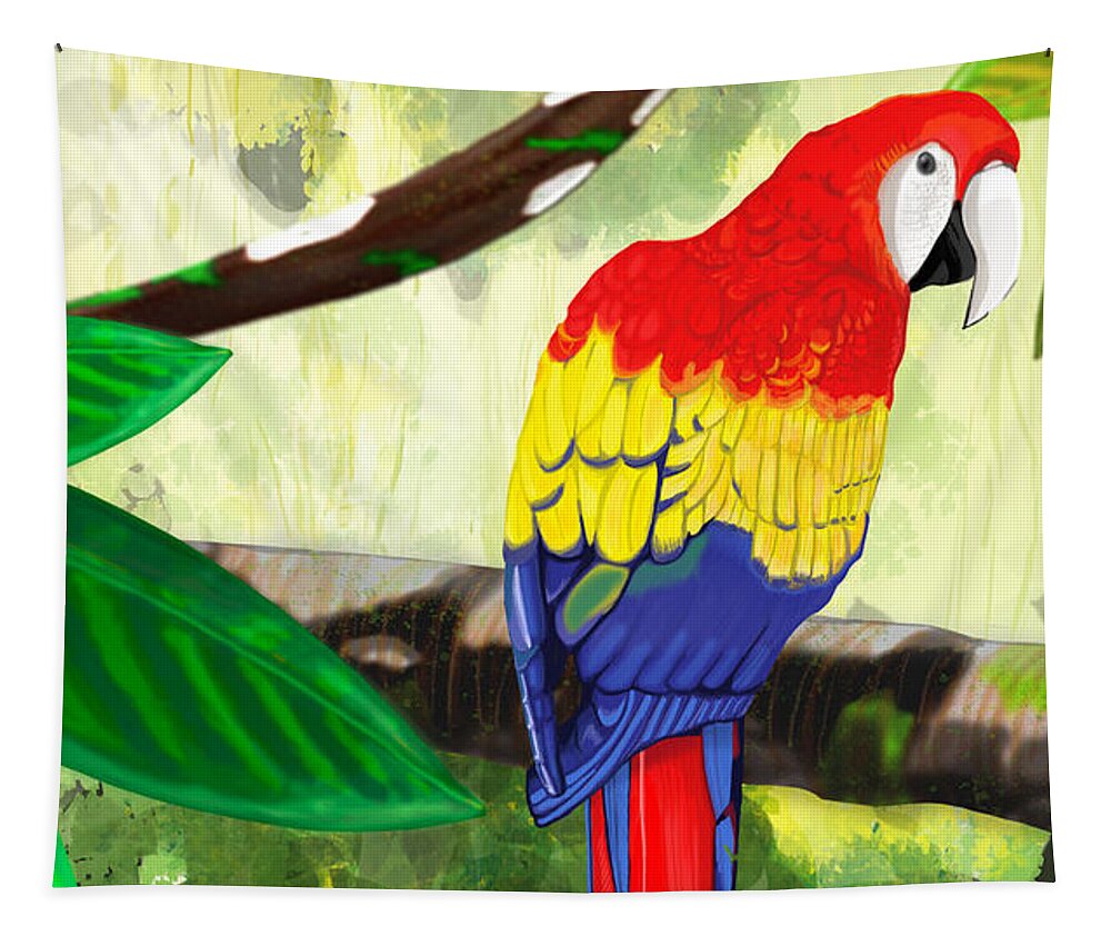 Digital Tapestry featuring the digital art Macaw by Rose Lewis