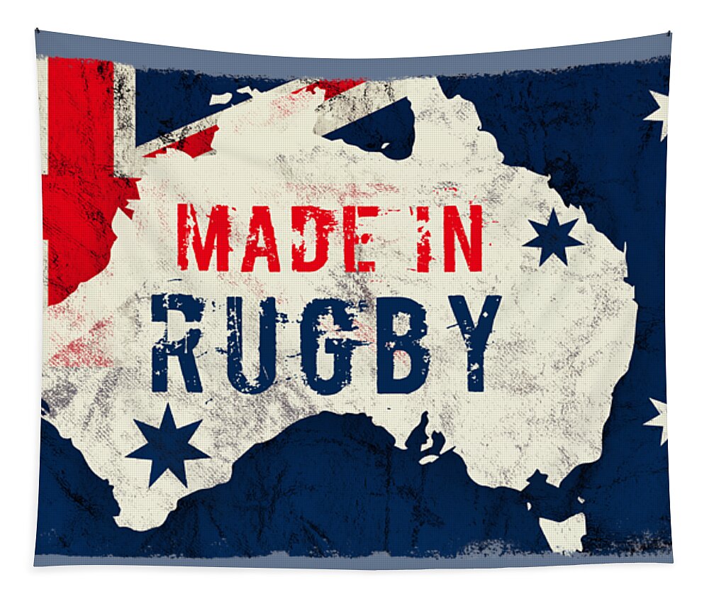 Rugby Tapestry featuring the digital art Made in Rugby, Australia by TintoDesigns
