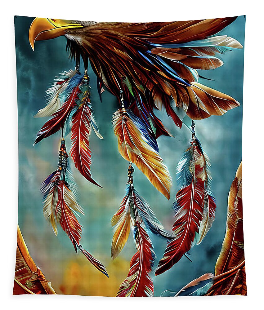 Eagle Tapestry featuring the digital art Magestic Eagle by Elaine Manley