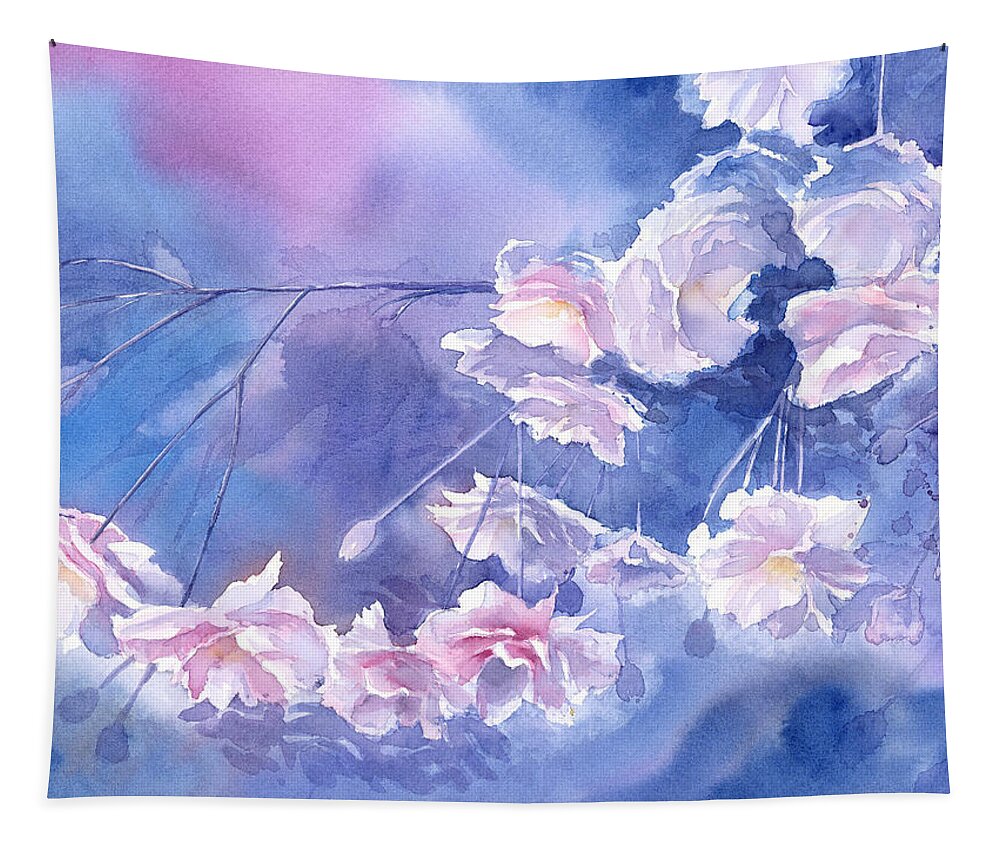 Abstract Flowers Tapestry featuring the painting Magic Glow by Espero Art