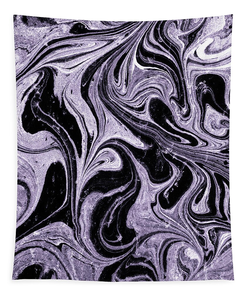 Magic Flower Tapestry featuring the painting Magic Purple Abstract Flower Art Deco Style Collection III by Irina Sztukowski