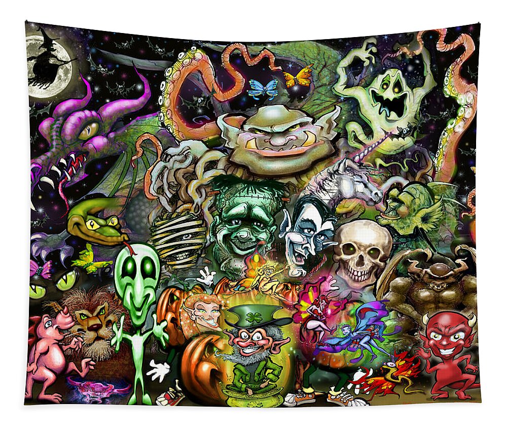 Magic Tapestry featuring the digital art Magical Creatures by Kevin Middleton