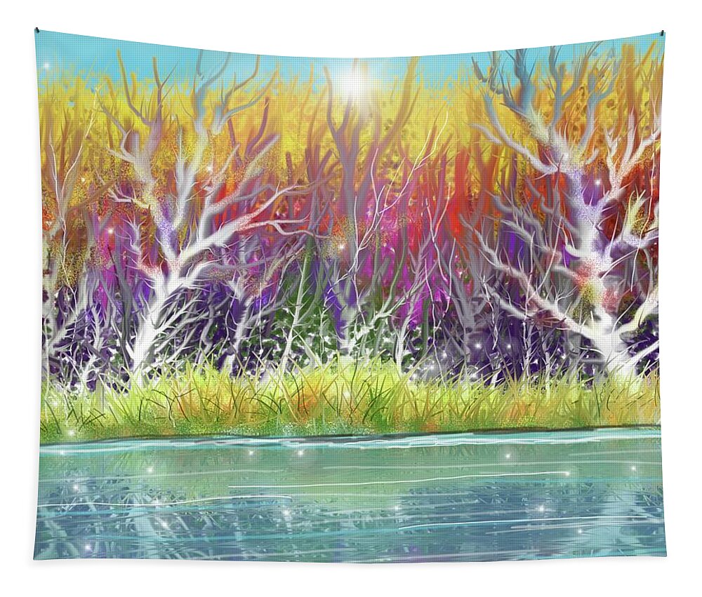Forest Tapestry featuring the digital art Magical Forest by Darren Cannell