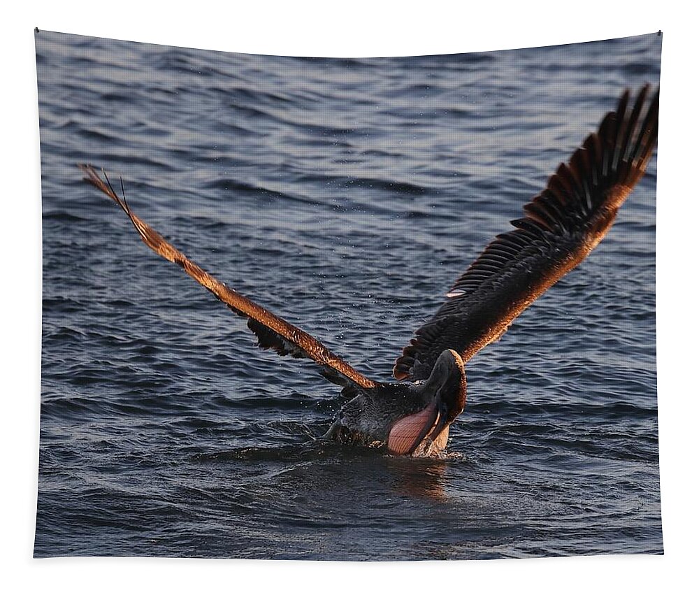 Pelicans Tapestry featuring the photograph Magnificent Throat Pouch 2 by Mingming Jiang