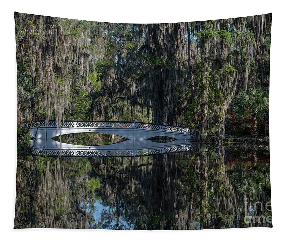 Magnolia Plantation Tapestry featuring the photograph Magnolia Plantation - Long White Bridge by Dale Powell