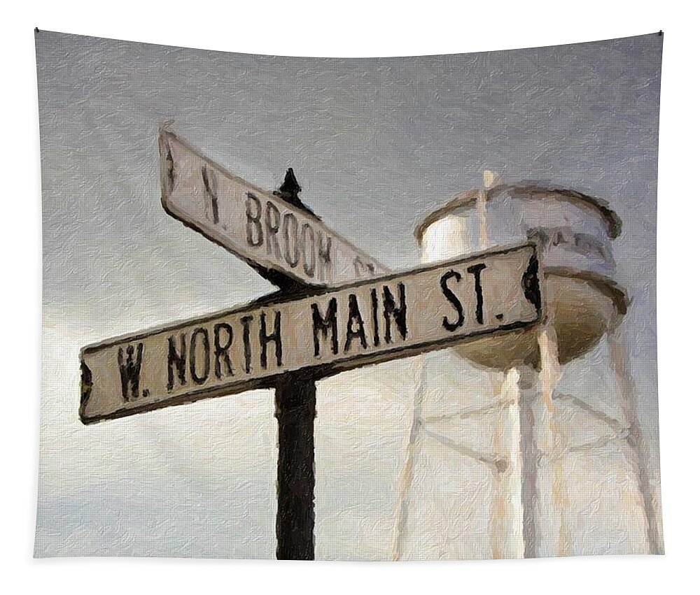 Water Tower Tapestry featuring the photograph Main Street in Waxhaw by Carolyn Ann Ryan