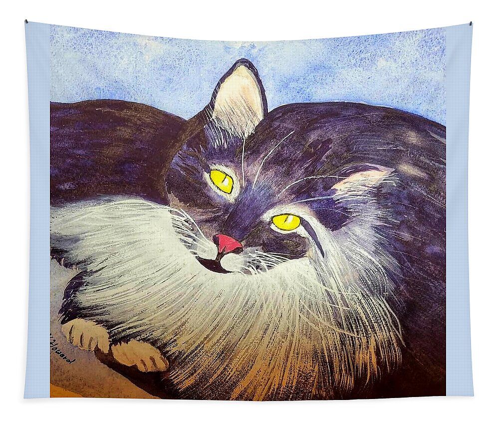 Maine Tapestry featuring the painting Mainecoon Love by Shady Lane Studios-Karen Howard