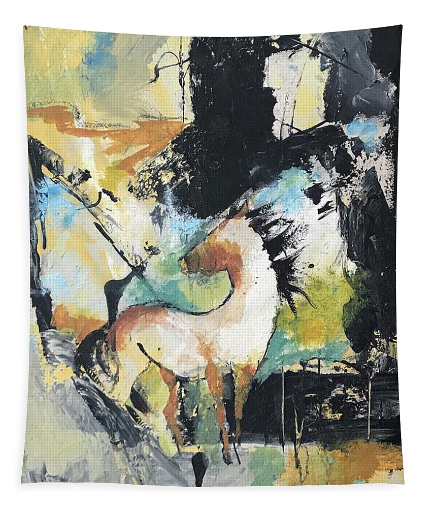 Horse Abstract Tapestry featuring the painting Majestic by Elaine Elliott
