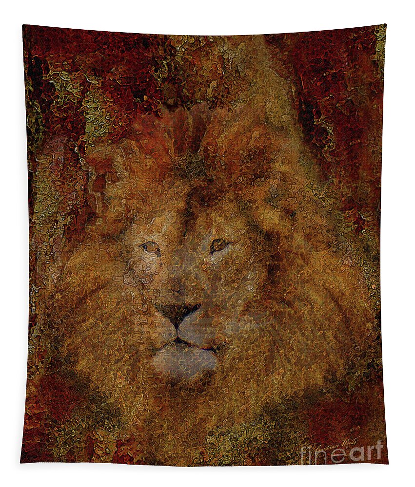 Lion Tapestry featuring the digital art Majestic Lion by Constance Woods