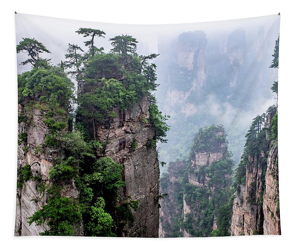 Ancient Tapestry featuring the photograph Majestic View of Zhangjiajie by Arj Munoz