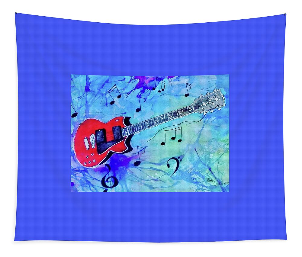Guitar Tapestry featuring the painting Make mine Music by Cheryl Wallace