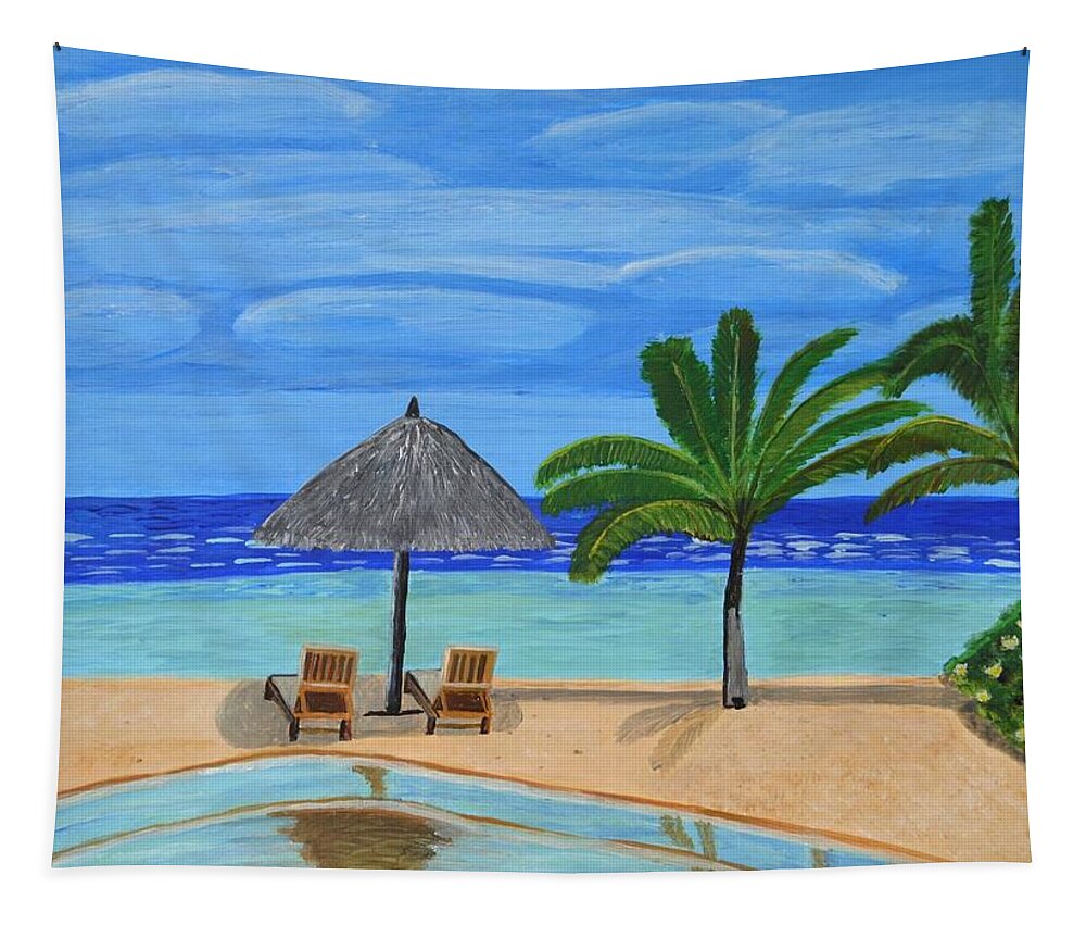 Maldives Tapestry featuring the painting Maldives 4 by Magdalena Frohnsdorff