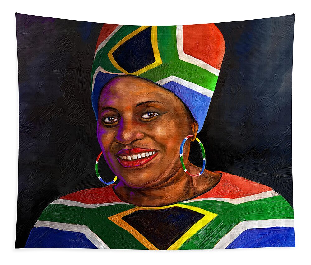 Makeba Tapestry featuring the painting Mama Africa by Anthony Mwangi