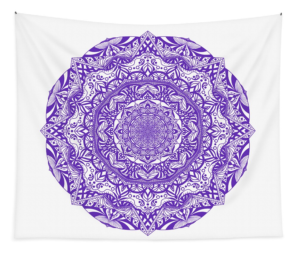 Mandalas Tapestry featuring the digital art Mandala of Purple Pleasures by Angie Tirado