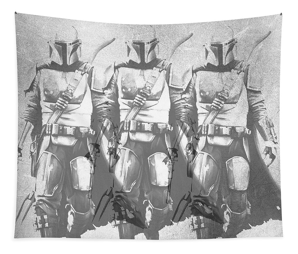 Storm Trooper Tapestry featuring the painting Mandalorian Star Wars Elvis Warhol by Tony Rubino