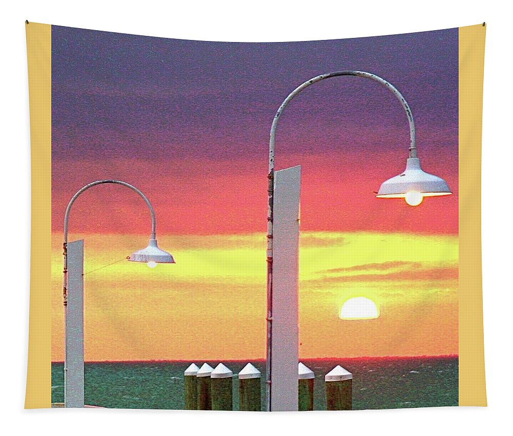 Sunset Tapestry featuring the photograph Manmade and Heavenly Light by Dorsey Northrup