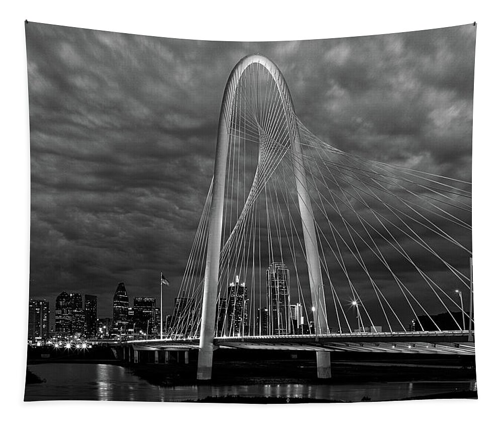 Black & White Tapestry featuring the photograph Margaret Hunt Hill Bridge in Black and White by Steve Templeton