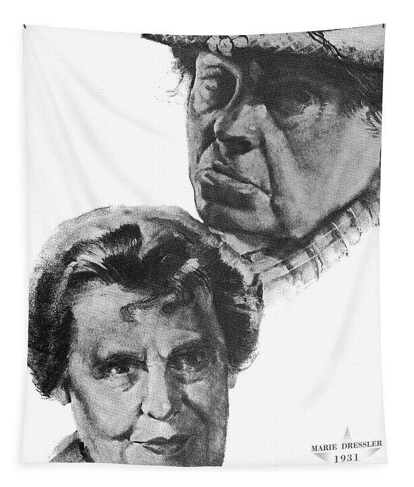 Marie Tapestry featuring the drawing Marie Dressler by Volpe by Movie World Posters