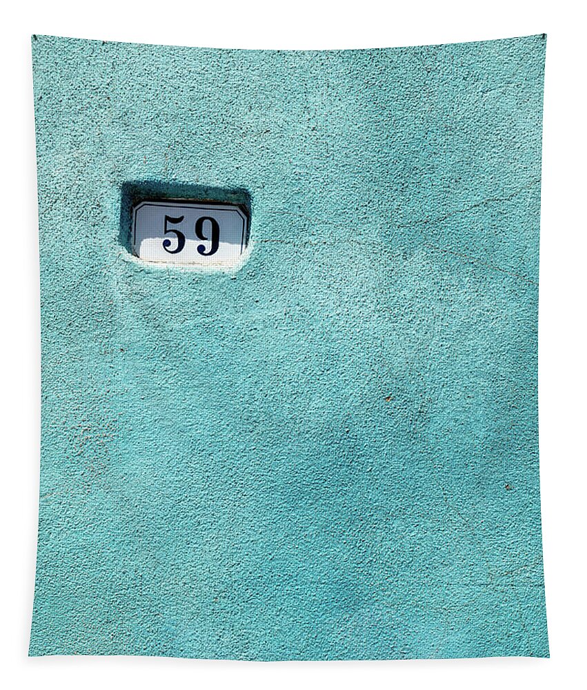 Blue Wall Tapestry featuring the photograph Marine Blue No. 59 - A Slice of Sardinian Street Art by Benoit Bruchez