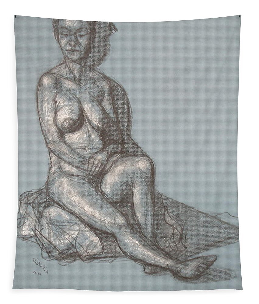 Realism Tapestry featuring the drawing Marli with Shadow by Donelli DiMaria
